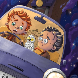 Гарри и Рон в машине