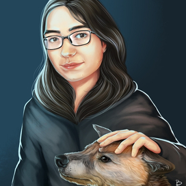 Портрет девочка с собакой