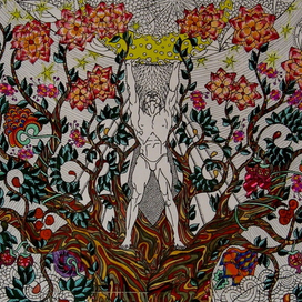 Процесс создания картины "Мужчина Тенгри"