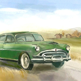 Цифровая акварель. Ретро машина