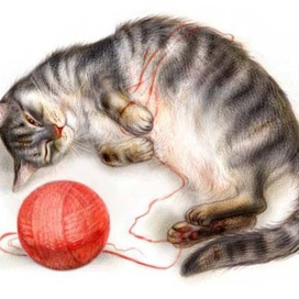 Кошка с клубочком