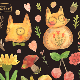 Осенние стикеры "Лисы"