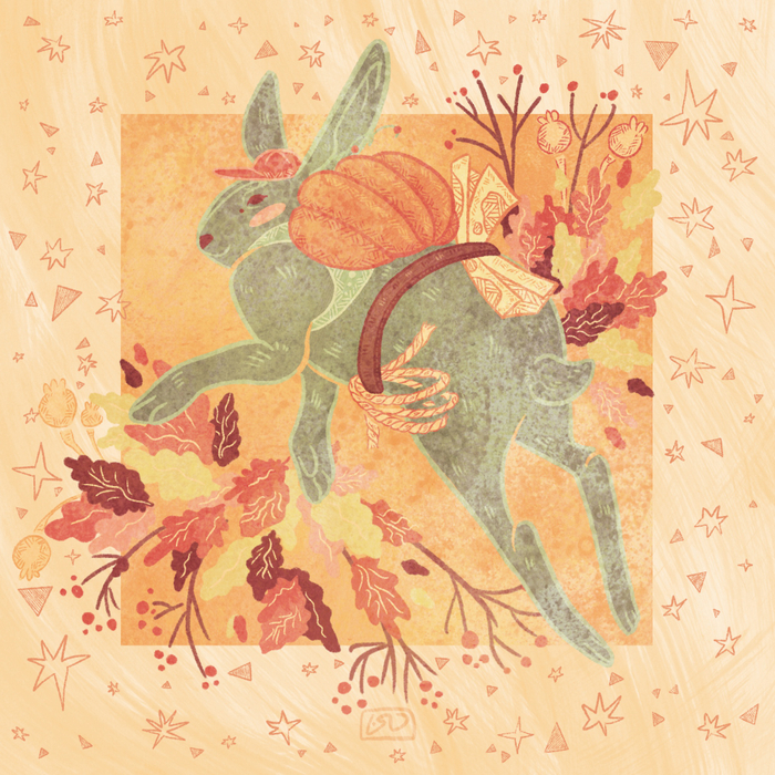 Заяц путешественник с маленьким рюкзачком