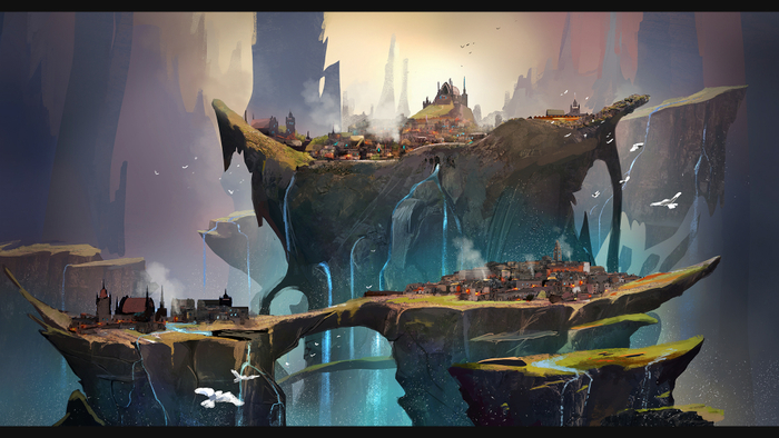 Концепт окружение, пещерный город