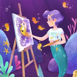 Русалочка художница