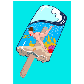 Мороженое 3. Векторная графика. Сделано в Adobe Photoshop. Постер. Еда и напитки. Метафора. 