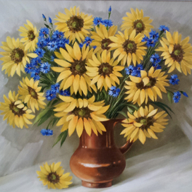 Подсолнухи и васильки