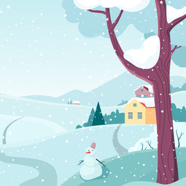 Зимний векторный пейзаж