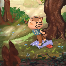 Котенок в лесу