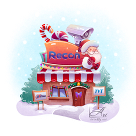 Иллюстрация для новогодней открытки компании «Рекон»