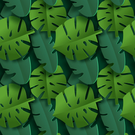 Тропический паттерн из листьев банана и монстеры