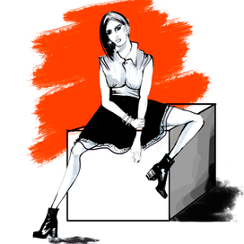 Девушка на кубе