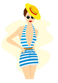 Девушка в ретро- купальнике