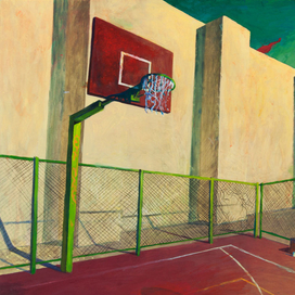 лист из серии "Городские площадки"., бум, темпера., 2015г.