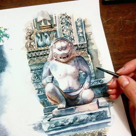 Лев-хранитель в Ангкор Ват