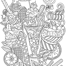 иллюстрация к раскраске-мороженое