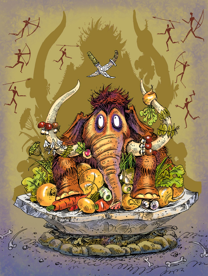 Иллюстрация к книге А. Усачёва «Первобытная история», издательство «Азбука», 2015 г.