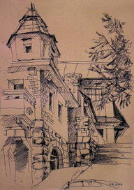 Заброшенное здание водоканала в парке Александрия.