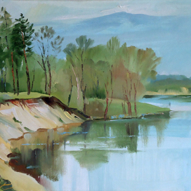 ,,Этюд ранней весны.Река Десна в разливе,,