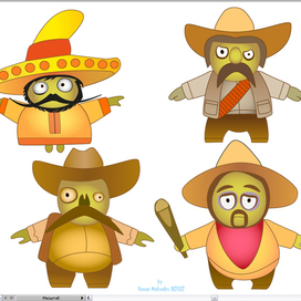 Персонажи для флэш игры "Angry Alamo". Вектор