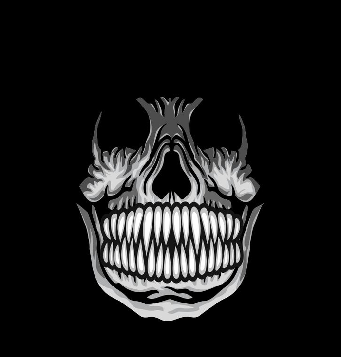 skull with predators teeth