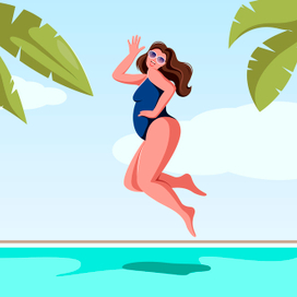 Веселая девушка в отпуске