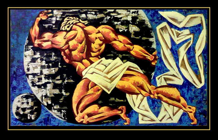 "Сизиф" бумага, акрил, 68х39 см, 2016г.  Серия "Мифы и легенды древней Греции".