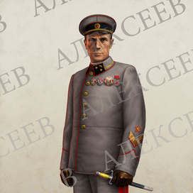 Генерал в парадном мундире. Иллюстрация для энциклопедии Евгения Дрига "Униформа АБТВ РККА" 