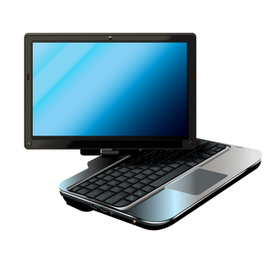 Изолированный ноутбук с поворотным экраном на белом фоне