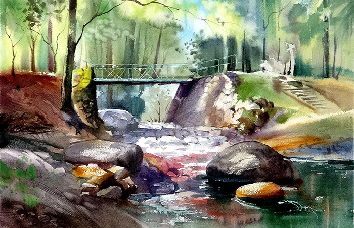 ,,Мостик в г.Варакляны,,этюд