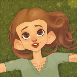 Девочка на траве