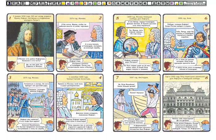 Illustrations for the children's magazine "Why? Comics. Section "Our Cartoon" Topic: Franz Yakovlevich Lefort. Companion, closest assistant, and advisor to Tsar Peter I.