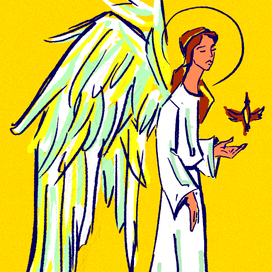 Иллюстрации для открыток с ангелами