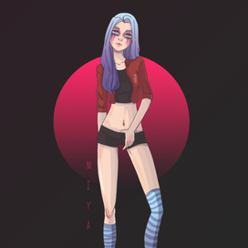 Девушка с синими волосами