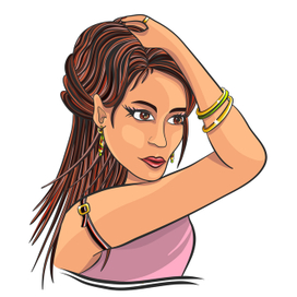  Fashionable girl. Vector illustration. 