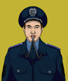 Милиционер дующий в свисток