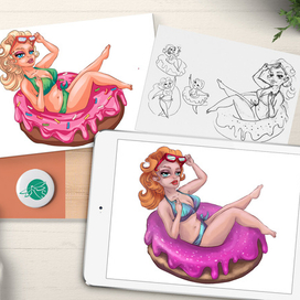 Дама на пончике