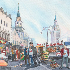 Иллюстрация для социального проекта. Казанский вокзал. Москва