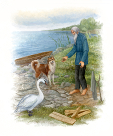 Старик, лебедь и собака