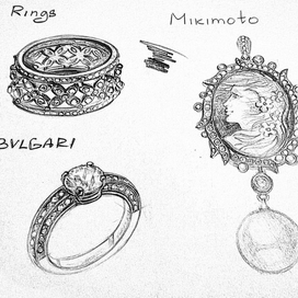 скетч ювелирных брендовых изделий