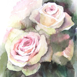 Розы с натуры акварелью