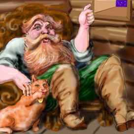 Купчина и рыжий кот.