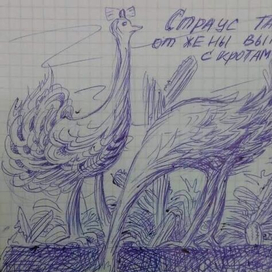 Страус тайком от жены выпивает с кротами