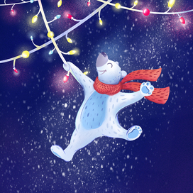 Белый медведь на гирлянде