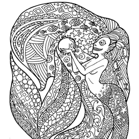 Мифическая раскраска3. Русалка.