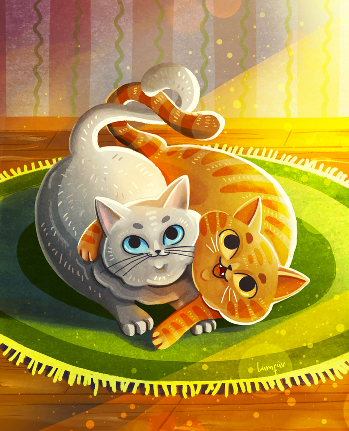 Обнимающиеся кошки 