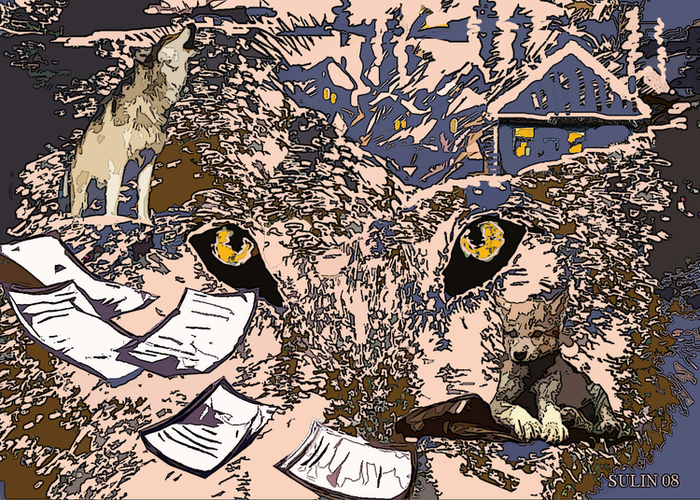 Иллюстрация к сборнику рассказов Г. Рудягина. Смешан. техника.