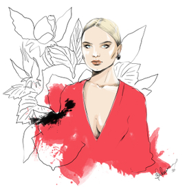 девушка в красном