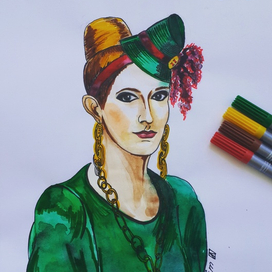 Дама в зеленом платте