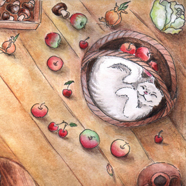 Кошка в корзинке